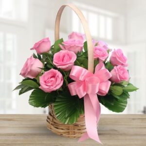 Pink Roses Basket
